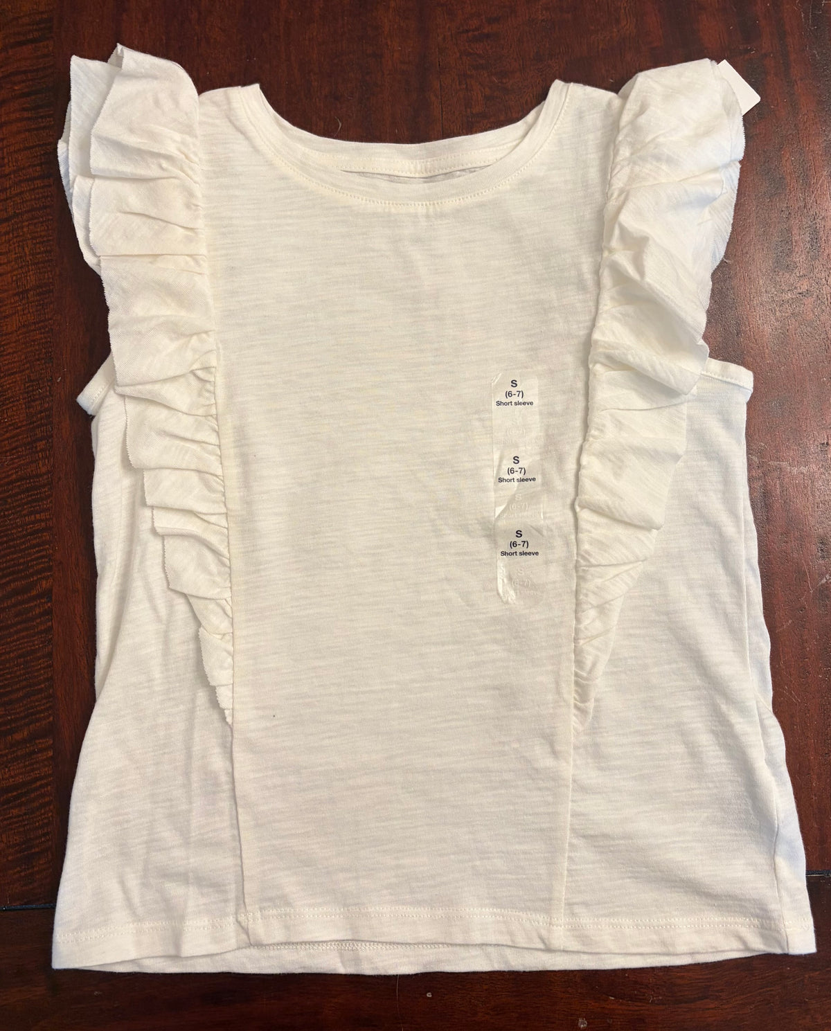 GAP WHITE COTTON RUFFLE SHIRT NEW W TAG - size Youth - 6 (S)