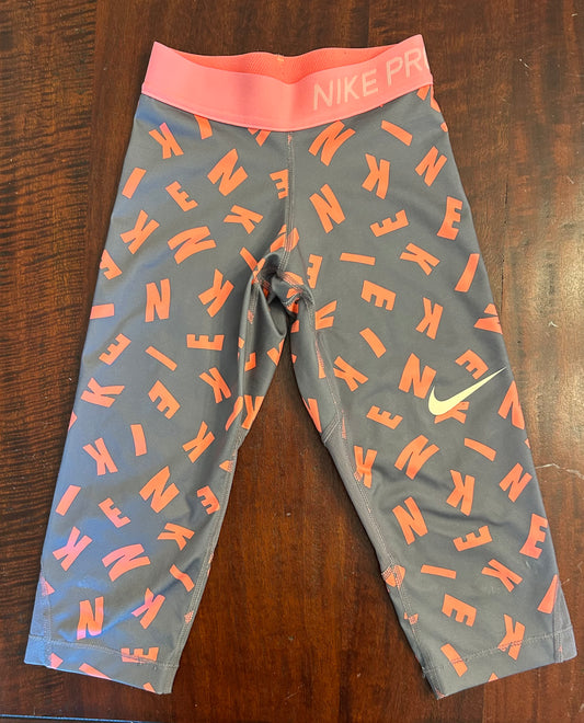 NIKE DRI FIT BIKE SHORTS PINK GREY EUC - size Youth - 5 (XS)