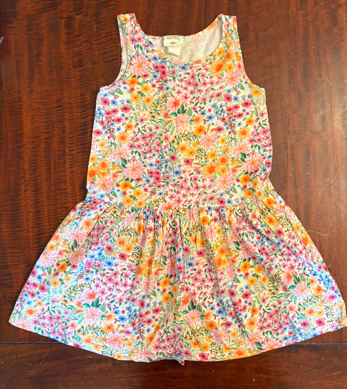 H&M SLEEVLESS DRESS FLOWERS LIGHT - size Youth - 6 (S)