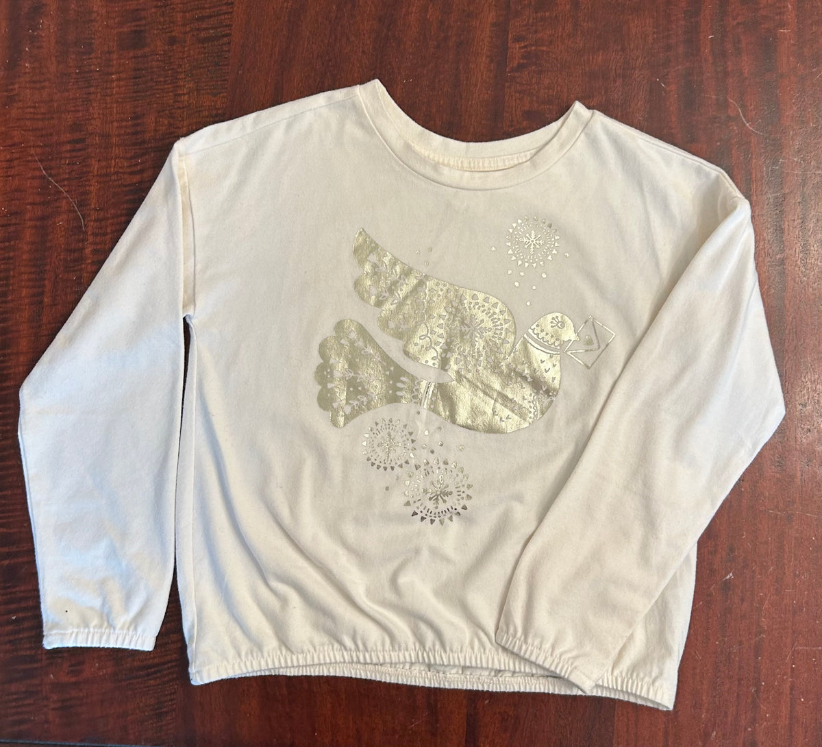 GYMBOREE OFF WHITE LONG SLEEVE VGUC - size Youth - 7 (S)