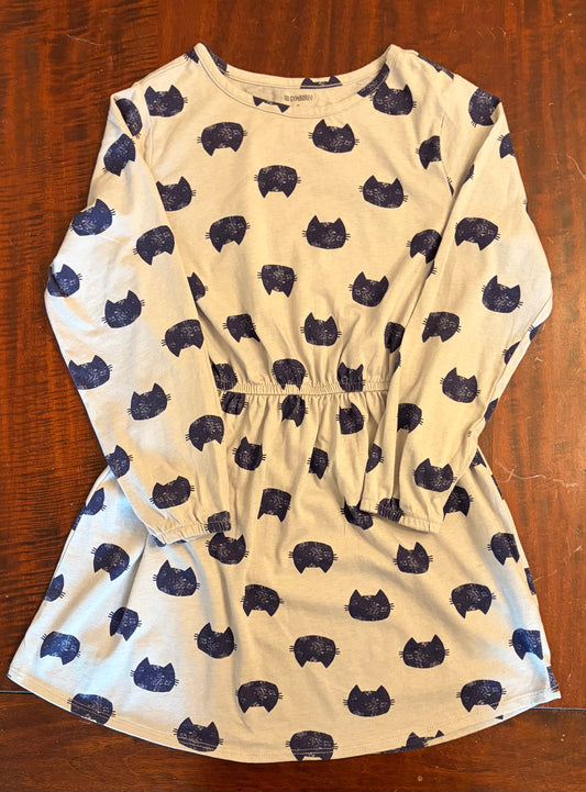 GYMBOREE THIN DRESS CAT GRAY EUC LONG SLEEVE - size Youth - 7 (S)