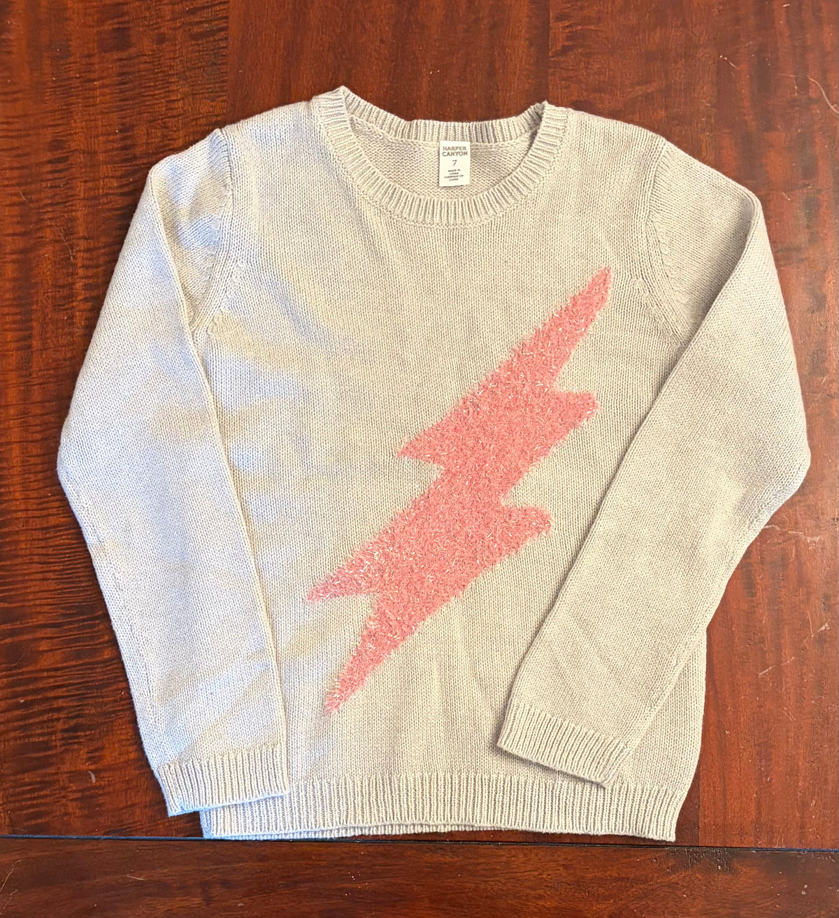 HARPER CANYON GRAY LIGHTING SWEATER VGUC - size Youth - 7 (S)