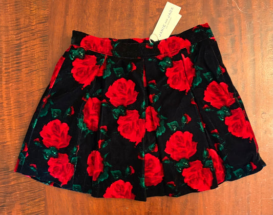 JANIE & JACK BLACK RED ROSES VELVET NEW W TAG - size Youth - 7 (S)