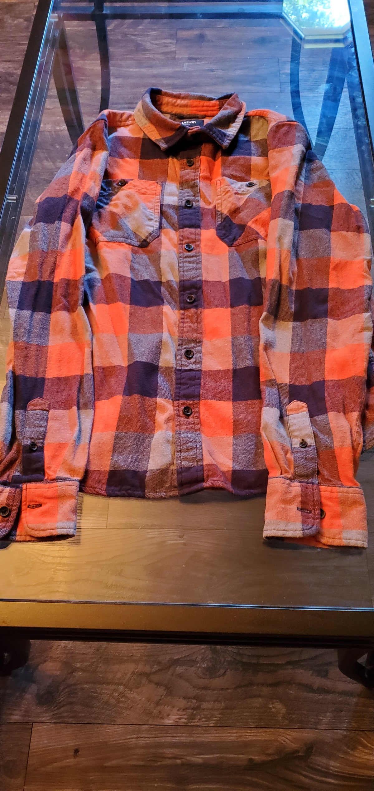 Urban pipeline Orange gray plaid - size Youth - 14 (XL)