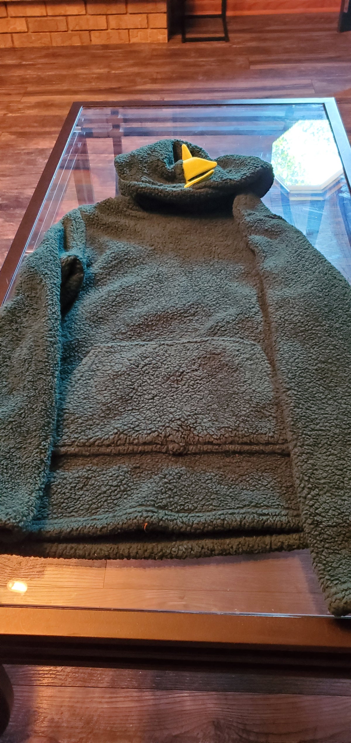 Green hoodie With Dino spikes on hood - size Teen/Men - XS (26-28)