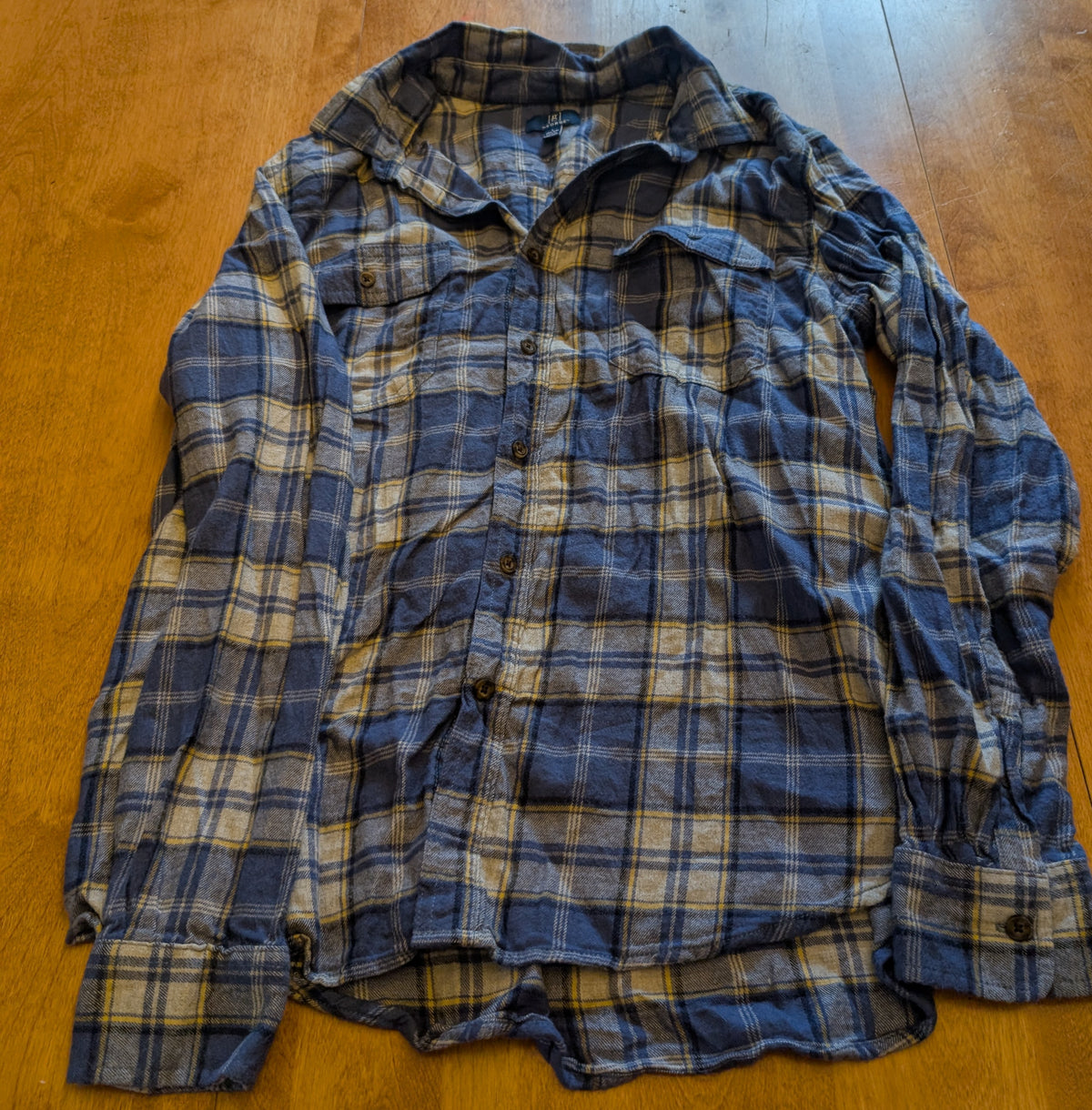 Blue plaid multi Long sleeve shirt - size Teen/Men - L (36-38)