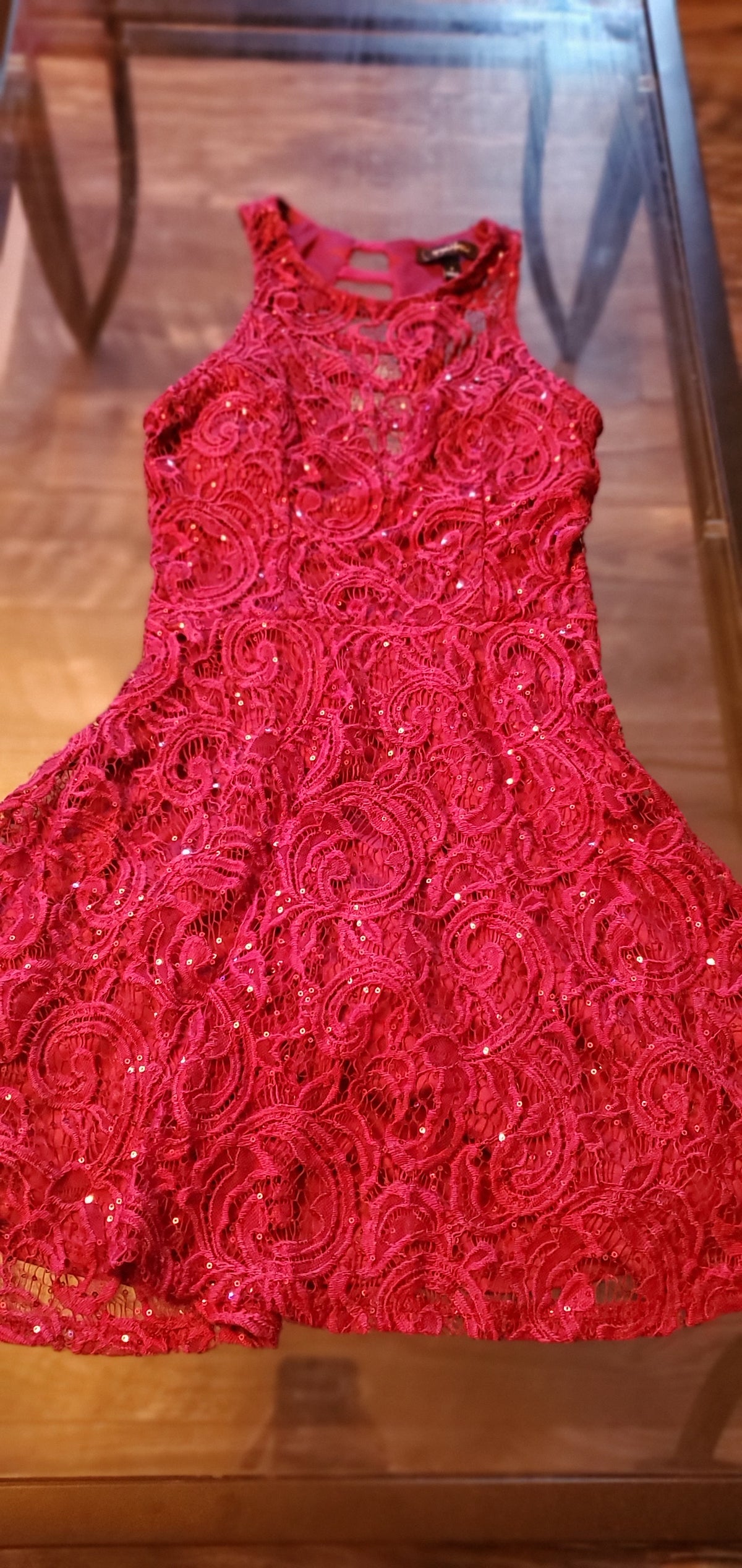 Maroon sparkly Dress, ladder back - size Women - M (8/10)