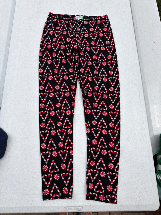 Black knit pants with Candy canes - size Women - L (12/14)
