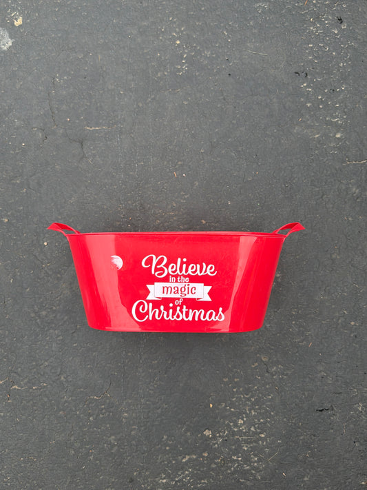 Christmas basket Plastic Red
