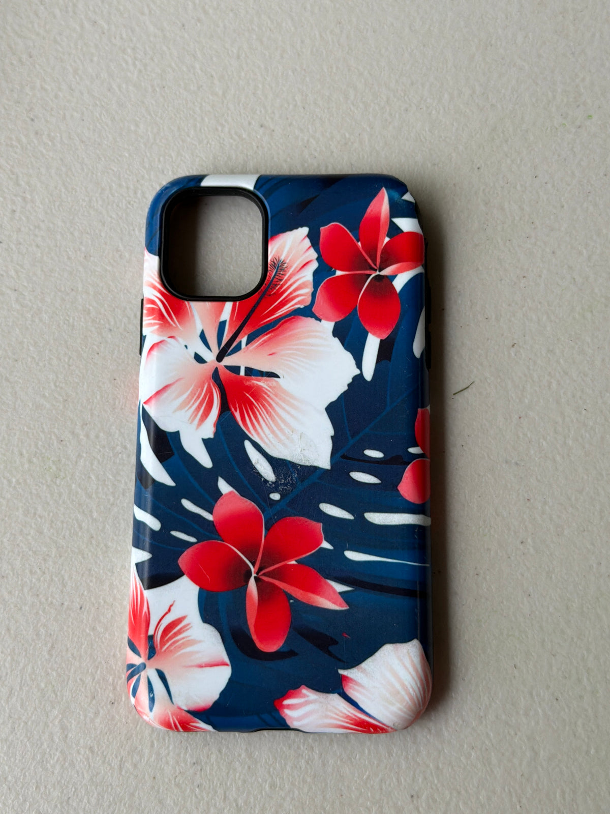 iPhone 12 Pro phone case Blue and red hibiscus