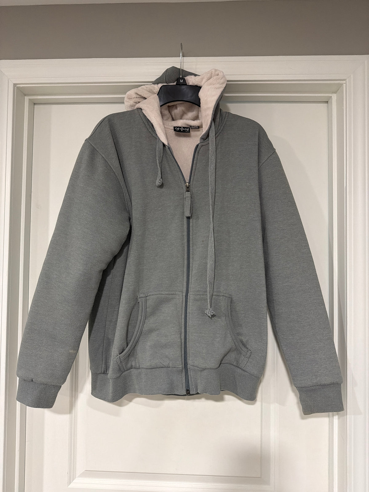Fleece gray jacket Zip up hoodie - size Women - M (8/10)