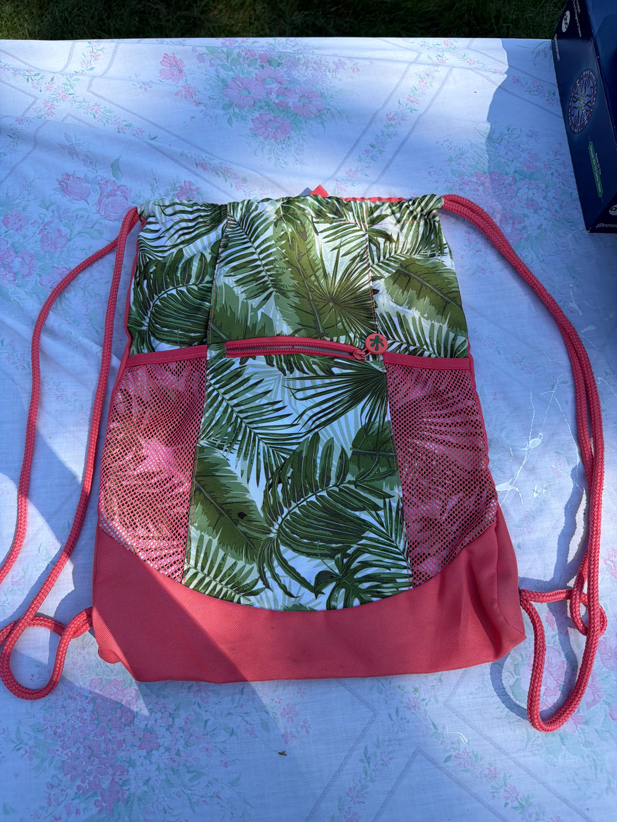 Draw string flower Peach bag