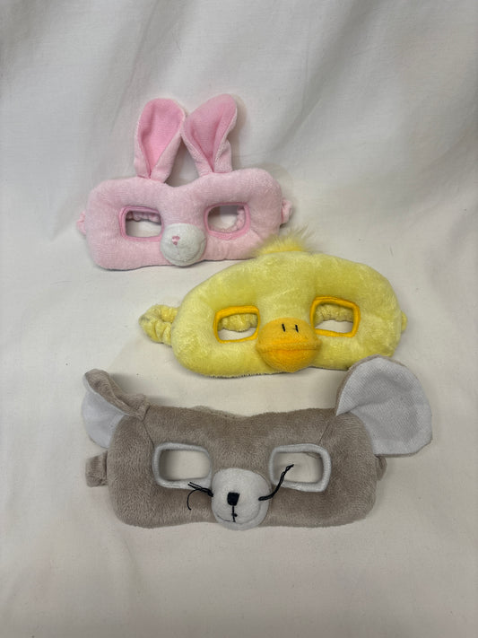 3 animal masks - mouse, chick, bunny