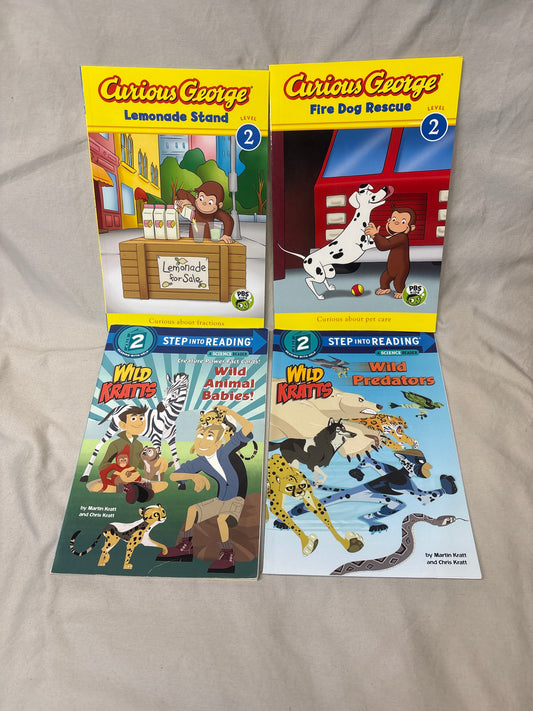 4 PBS Level 2 Readers 2 Curious George, 2 Wild