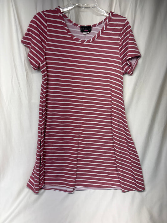 Discreet mauve & white stripe t-shirt dress - size Women - XL (16/18)