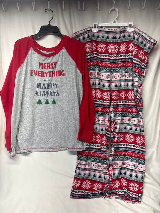 Merry Everything Xmas PJ set - 3X 22/24 - grey w/ - size Women - 2X (20/22W)