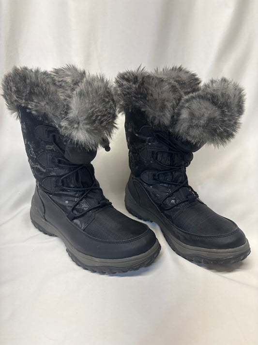 Bass snow boots black w/ stretch laces & furry - size Shoes - Adult 9