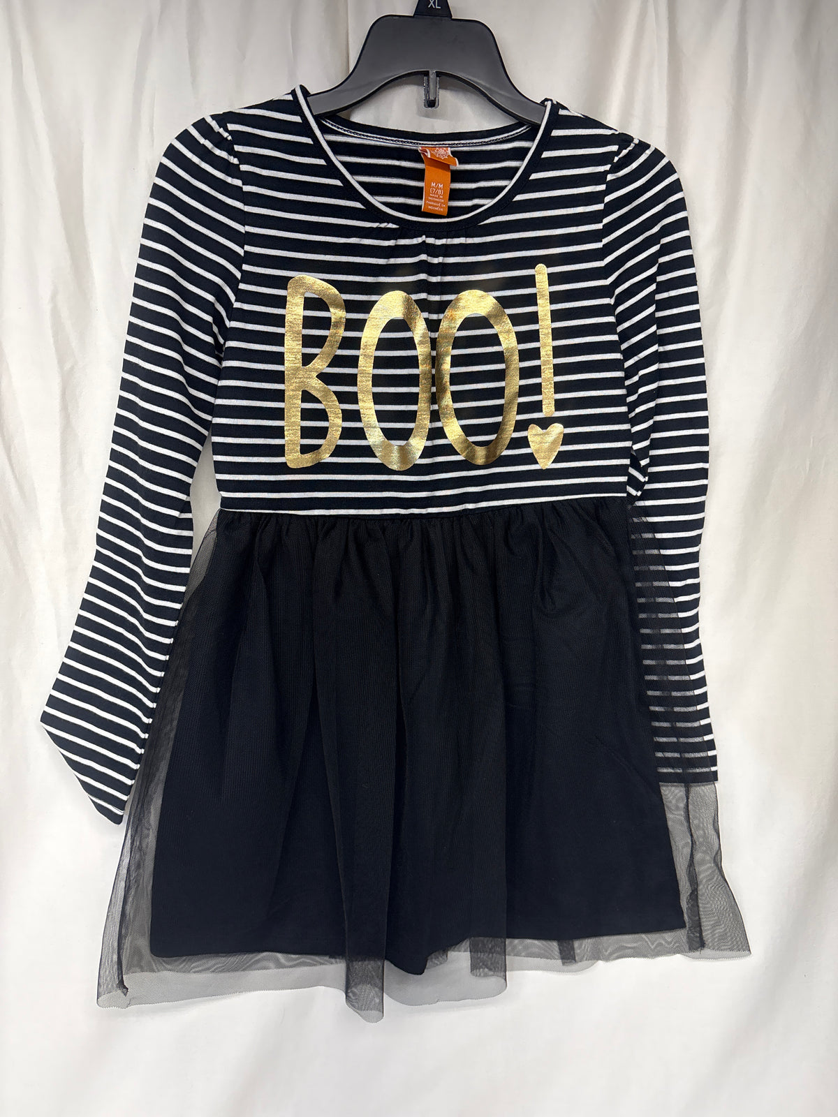 NEW Halloween dress 7/8 - black/white stripe - size Youth - 7 (S)