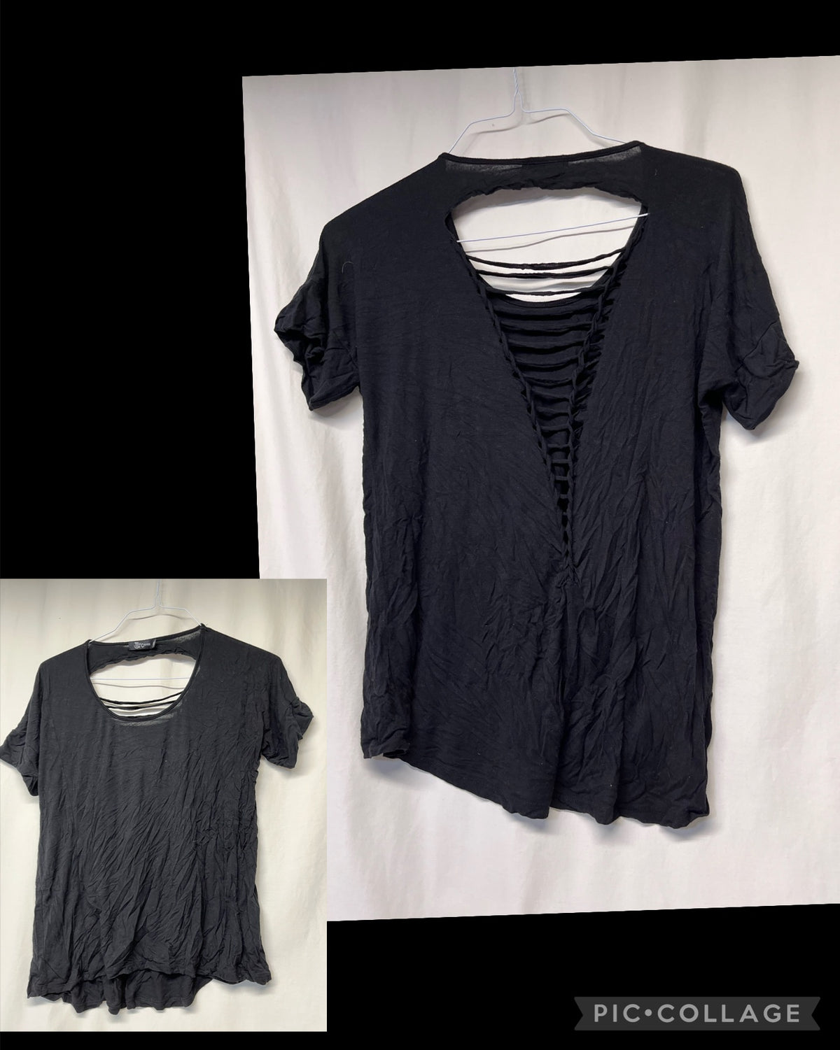 Miss Chievous black knit tee w/ slit back - size Women - M (8/10)