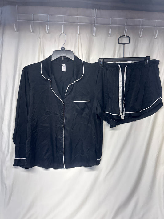 Stars Above 2pc black satin PJs - l/s top w/ - size Women - XL (16/18)