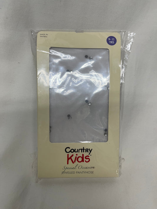 Country Kids *NEW* white pantyhose w/ diamond - size Youth - 10 (L)