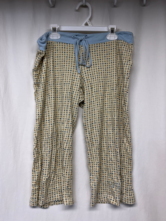 Blue Daisy cream PJ capris w/ blue & brown - size Women - S (4/6)