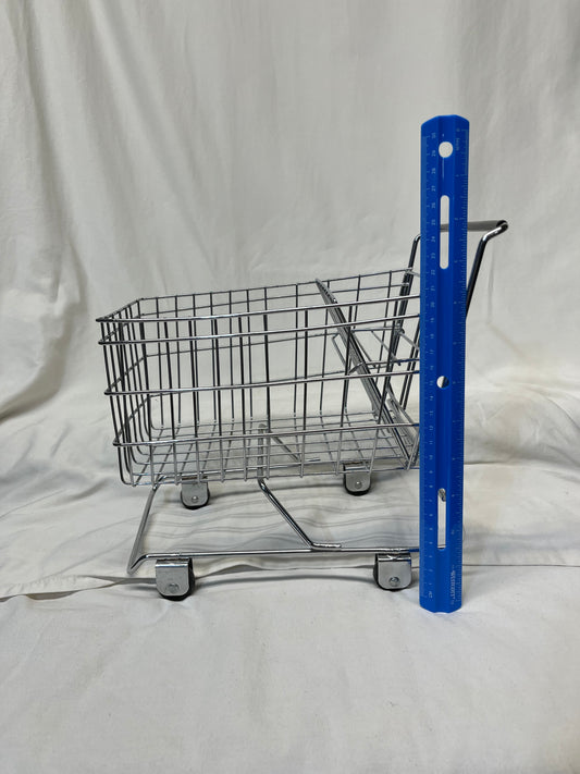 Mini metal shopping cart seat folds forward