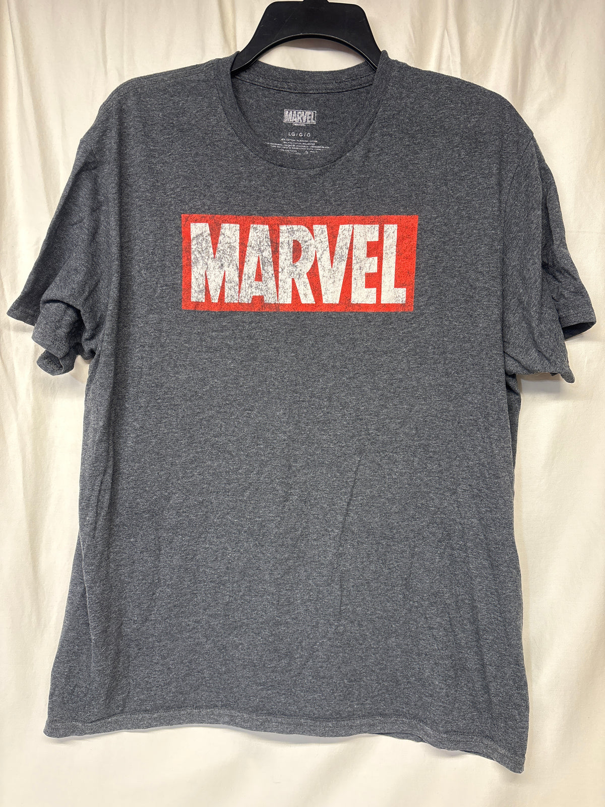 Marvel grey tee w/ red & white text - size Teen/Men - L (36-38)