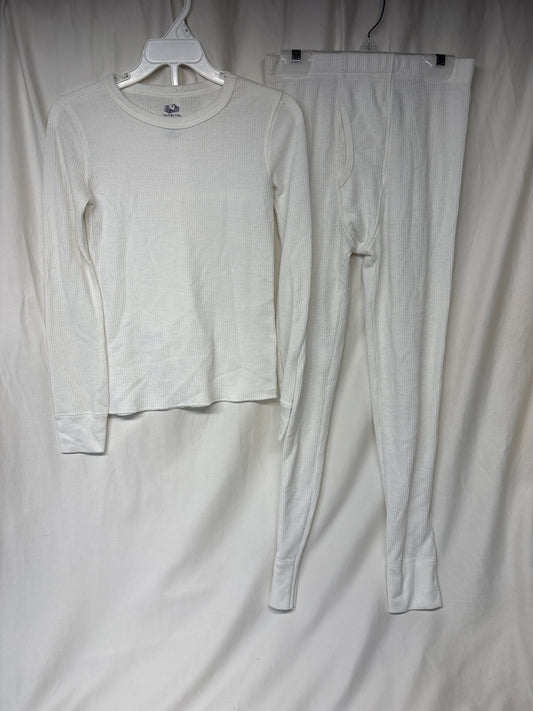 Fruit of the Loom white waffle long underwear - size Youth - 8 (M)