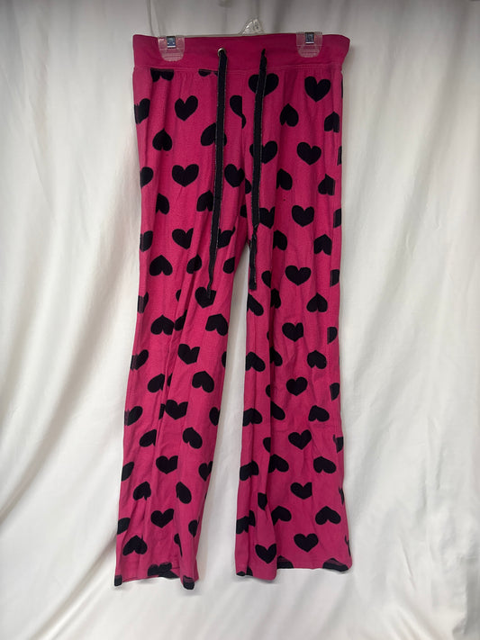 SO pink fleece PJ pants w/ black hearts - size Junior - S (3/5)