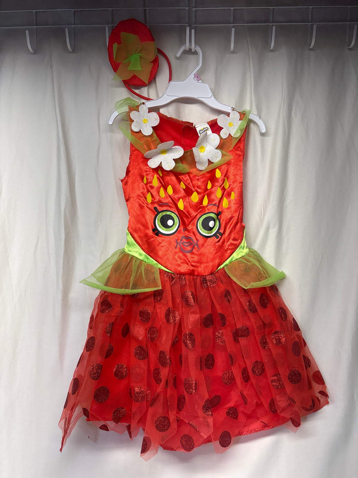 Shopkins Strawberry Kiss costume sz 7/8 dress & - size Youth - 7 (S)
