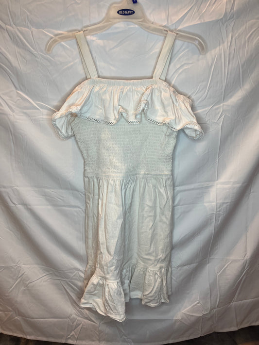 SO white short sundress w/ ruffle top & bottom - size Junior - S (3/5)