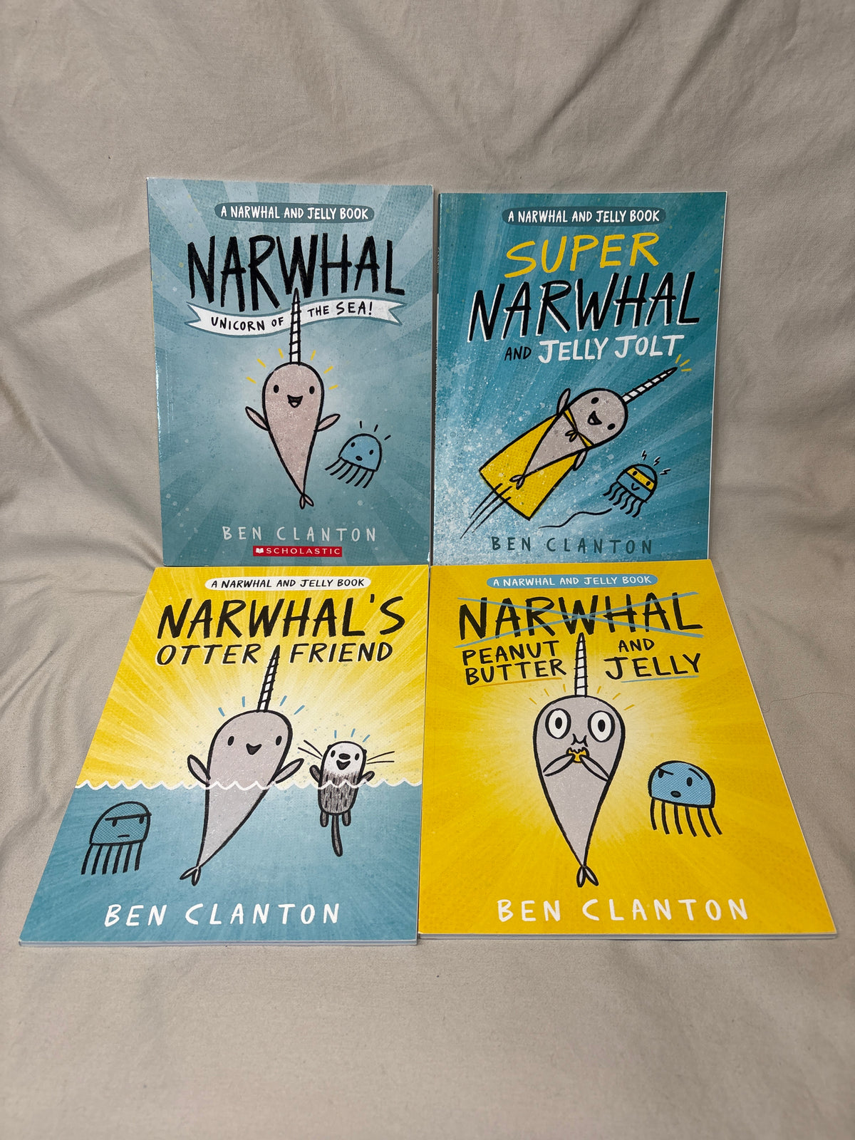 Set of 4 Narwhal books Unicorn of the Sea, PB&J