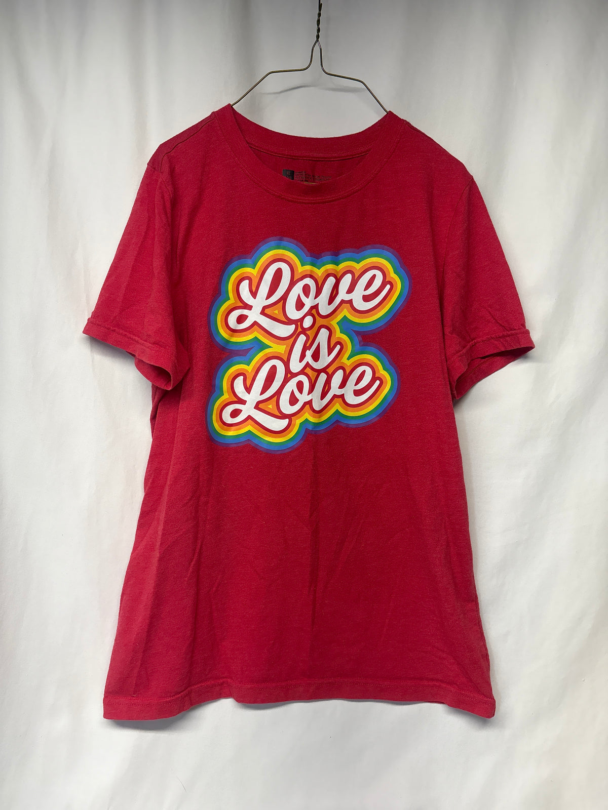 Red Love is Love rainbow tee - size Youth - 16 (XL)