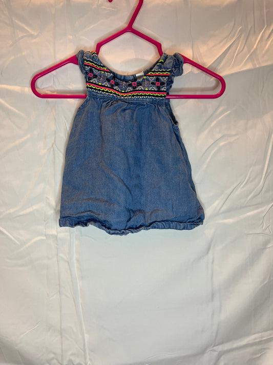 Cherokee denim dress w/ coral navy yellow - size Month - Newborn