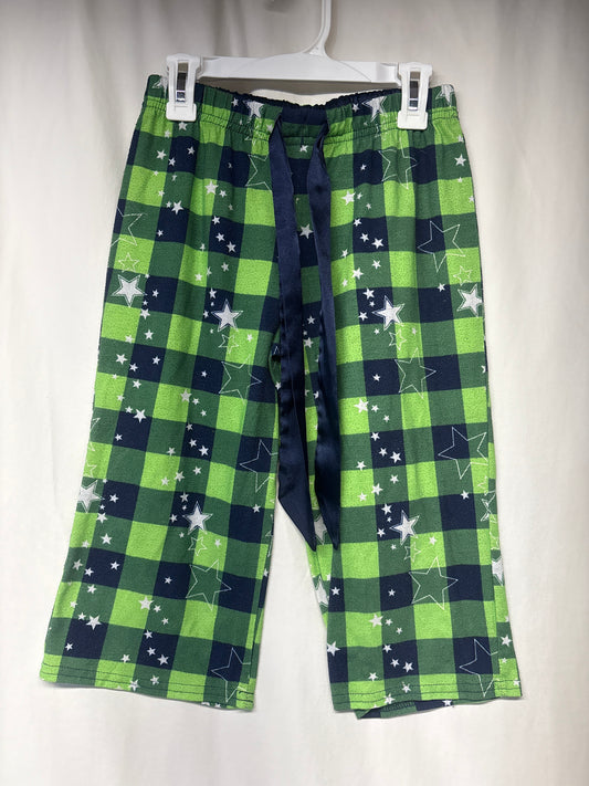 Justice green/navy capri PJ pants plaid w/ stars - size Youth - 10 (L)