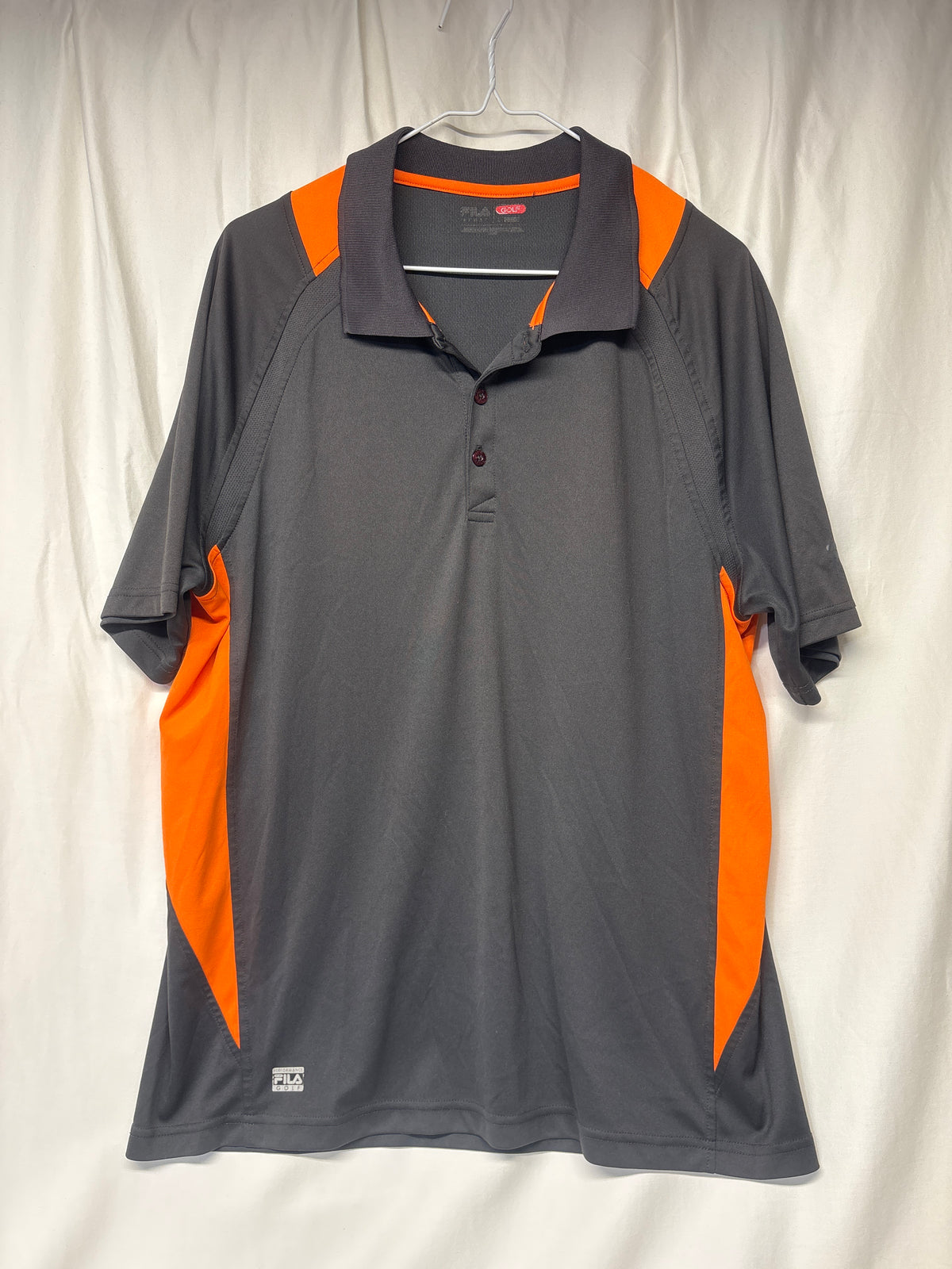 Fila Golf charcoal & orange polo shirt - size Teen/Men - L (36-38)