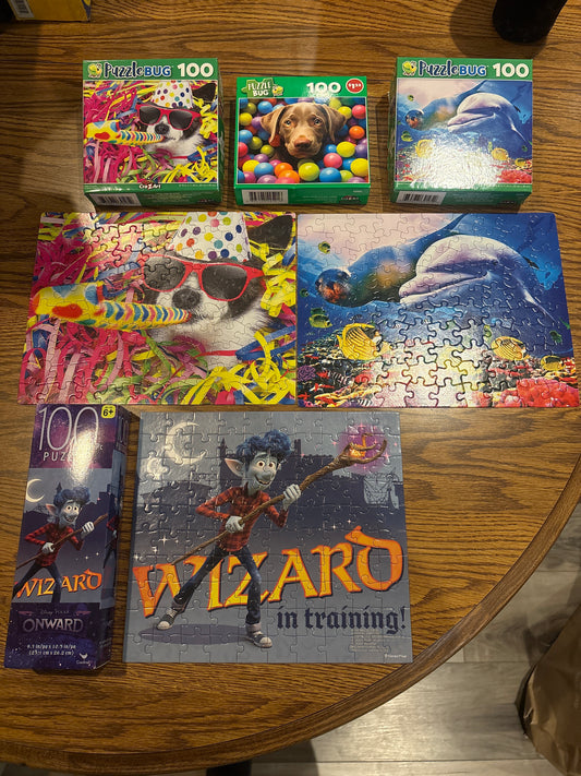 4 - 100pc puzzles - All complete - puppy NEW