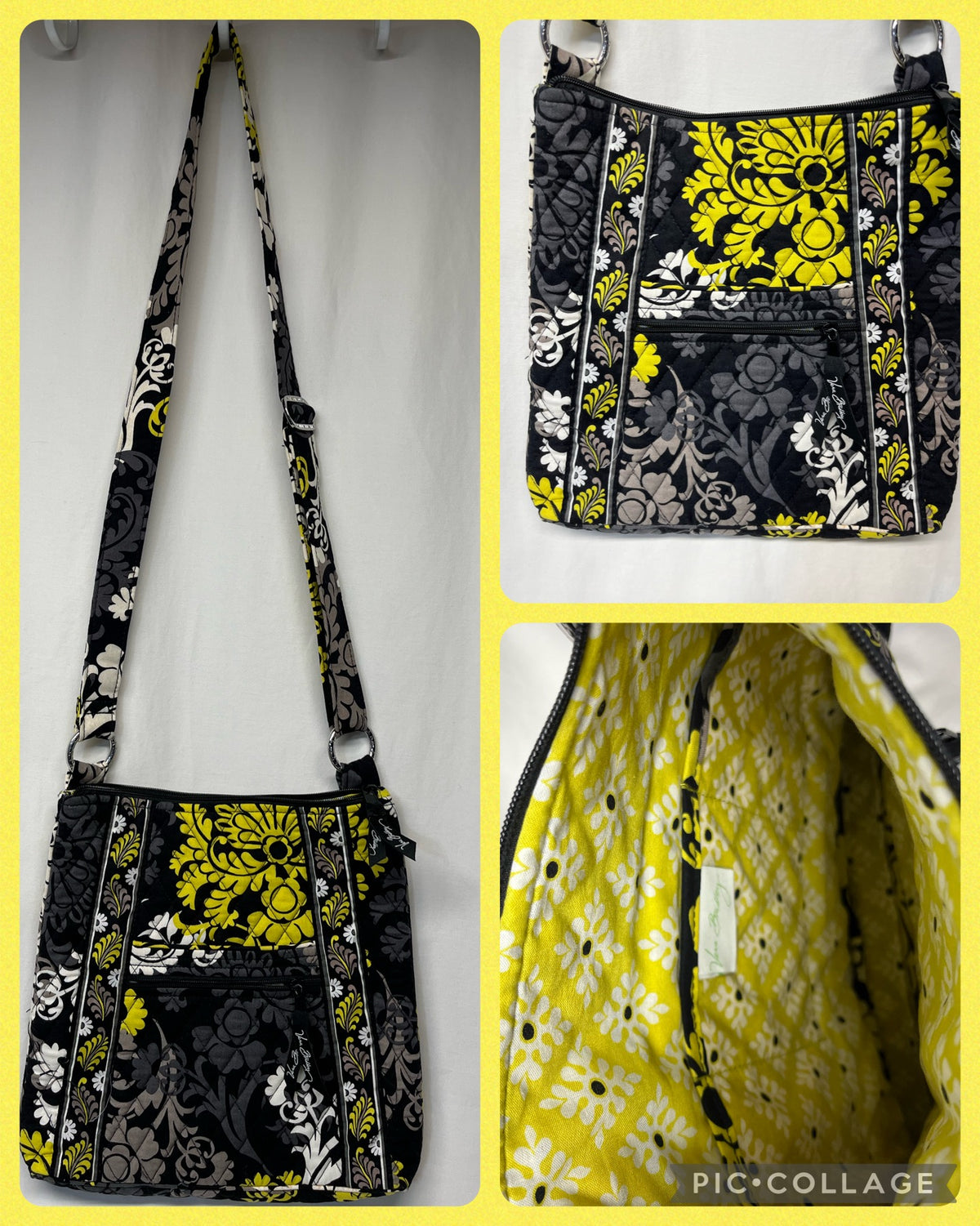 Vera Bradley crossbody Baroque - black, yellow,