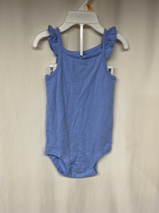 Carters periwinkle tank onesie w/ ruffle detail - size Month - 0-3 / 3M