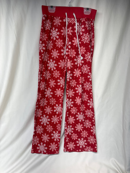Justice red fleece PJ pants w/ white snowflake - size Youth - 14 (XL)