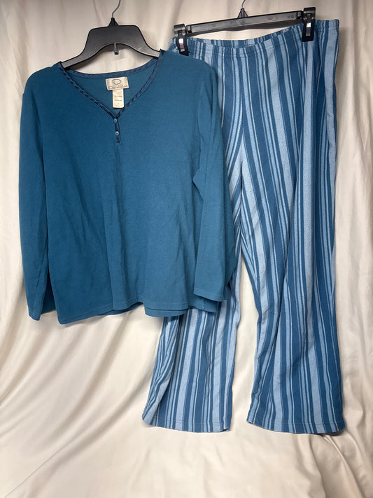 Oscar De La Renta 2pc teal blue solid top & - size Women - L (12/14)