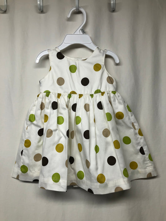 Carter's ivory green/ gold polka dot dress - size Month - 3-6 / 6M