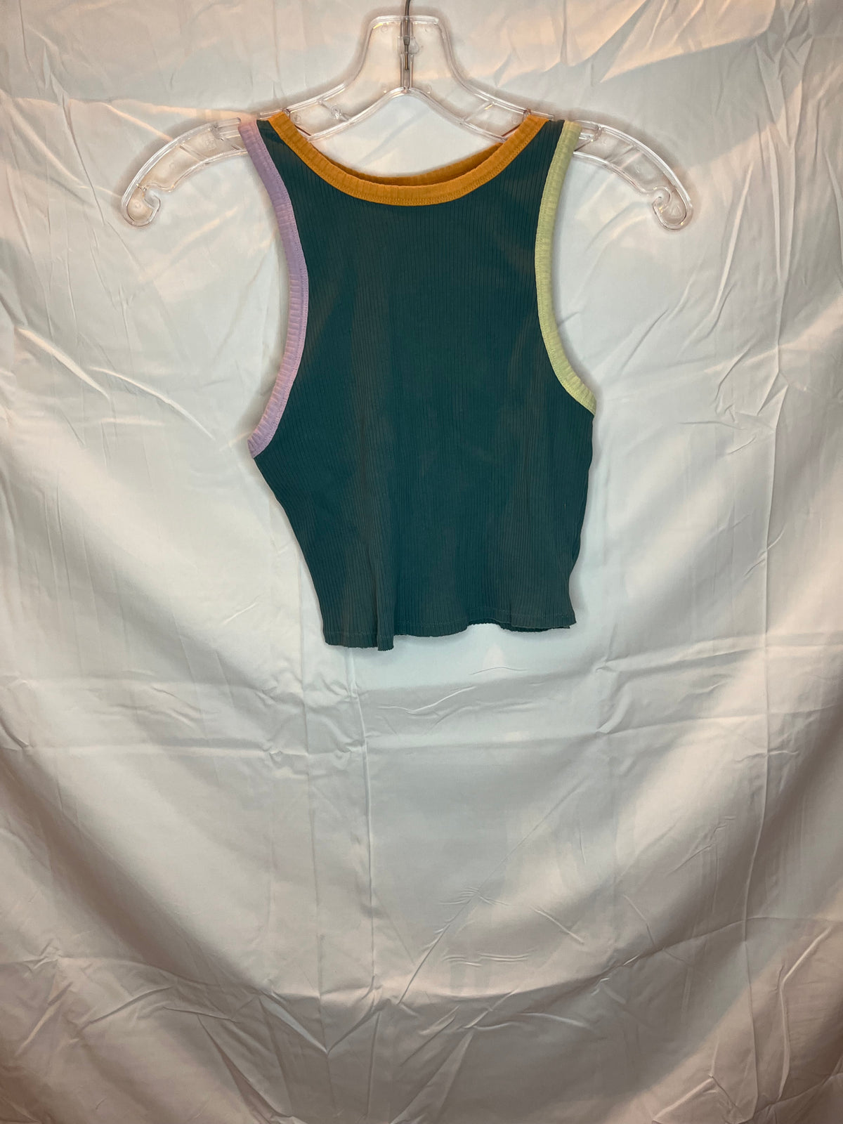 Wild Fable green ribbed crop tank w/ lavender - size Junior - XS (0/1)