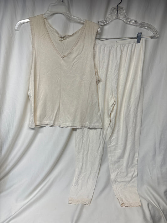 Cuddl Duds ivory 2pc long underwear - tank & - size Women - L (12/14)