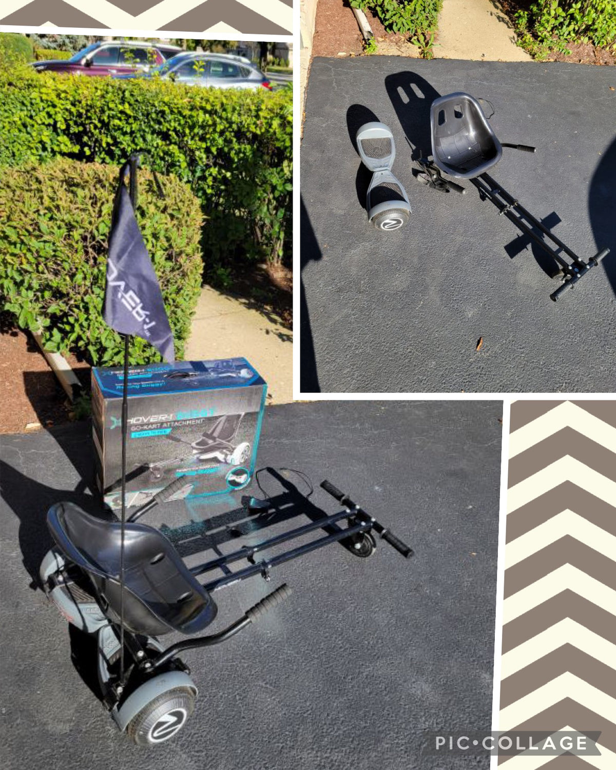 Grey Hoverboard w/ cart attachment