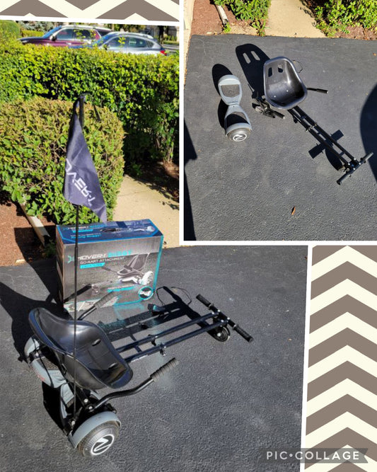 Grey Hoverboard w/ cart attachment