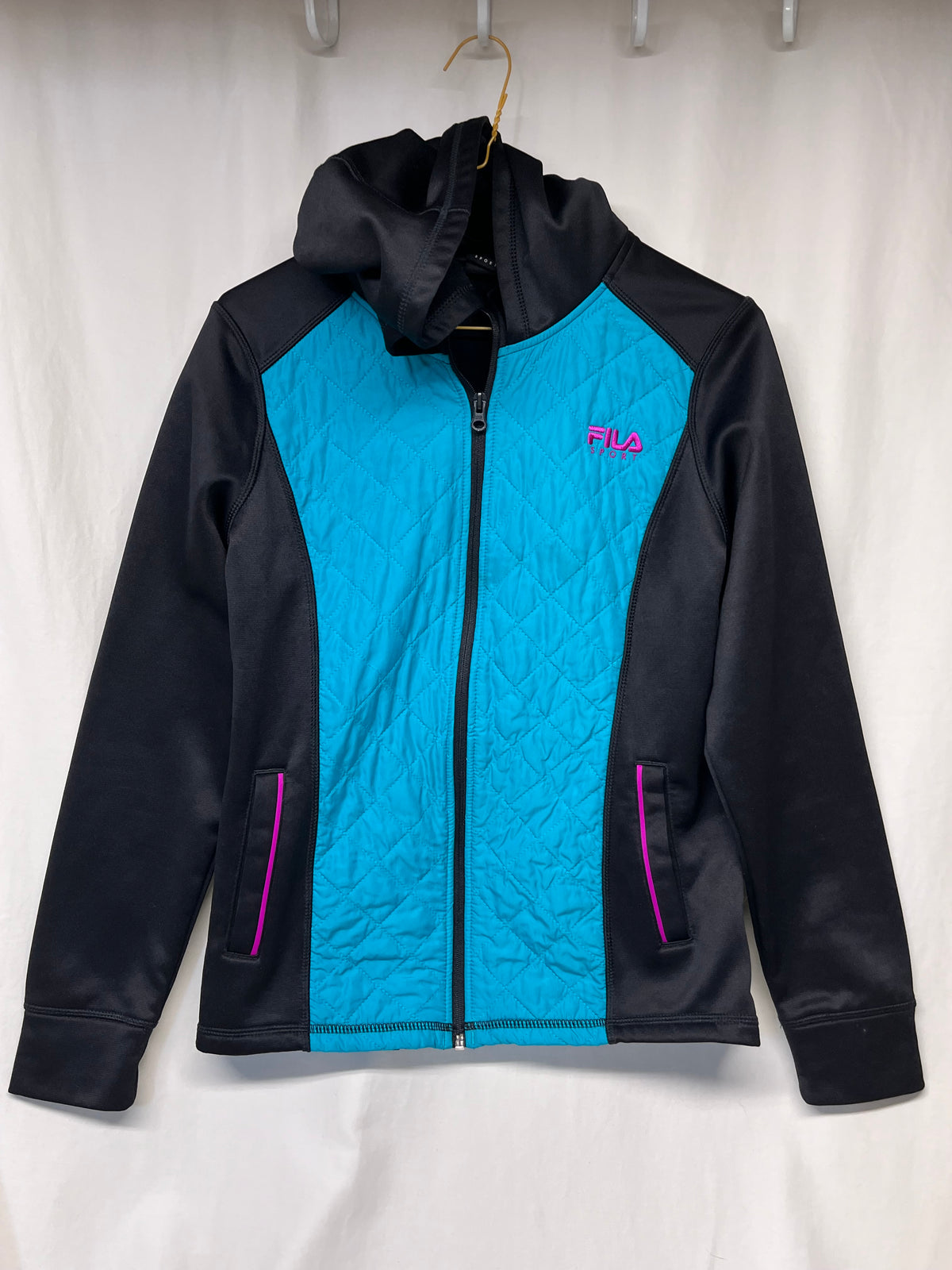 Fila Sport turquoise & black jacket w/ hood - size Youth - 16 (XL)