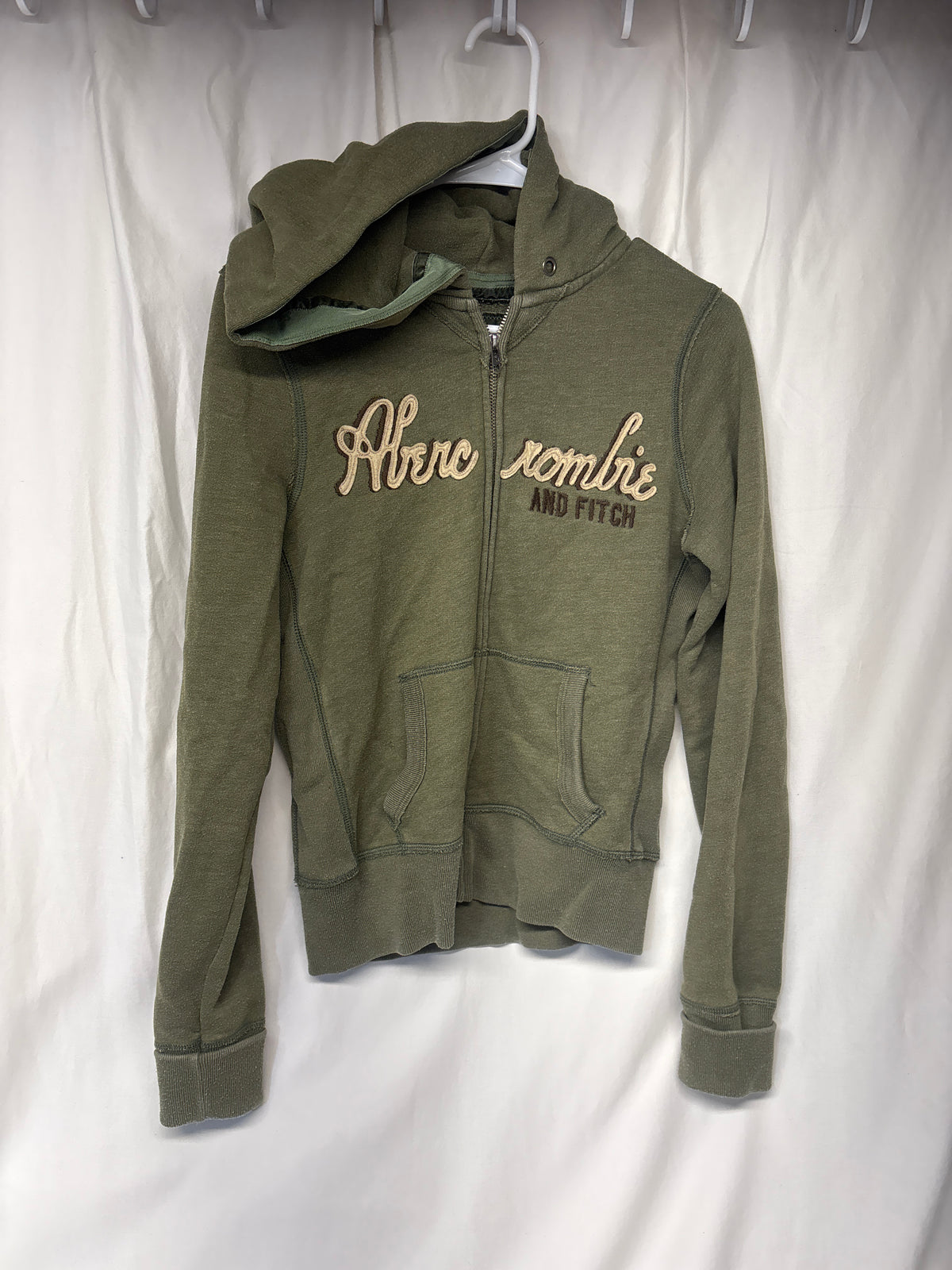 Abercrombie & Fitch zip hooded green sweatshirt - size Women - L (12/14)