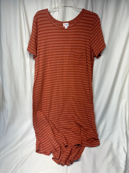 LuLaRoe orange stripe Carly s/s dress w/ - size Women - 1X (16/18W)